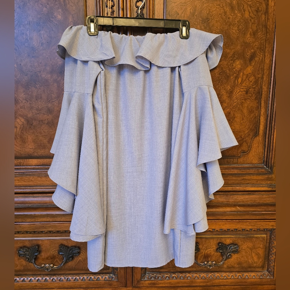 Wayf Off-Shoulder Dress in Light Blue
